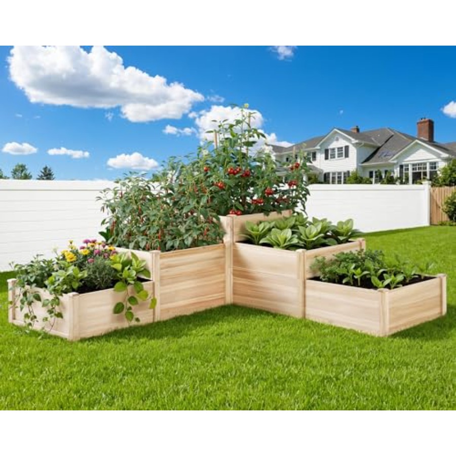 Raised Garden Bed 3-Tier Outdo - Gardening Tools Wooden review and price