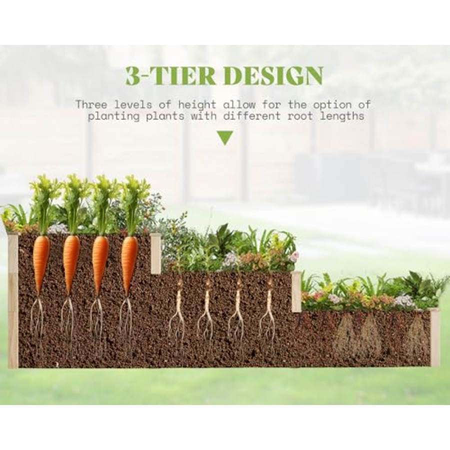Raised Garden Bed 3-Tier Outdo - Gardening Tools Wooden review and price