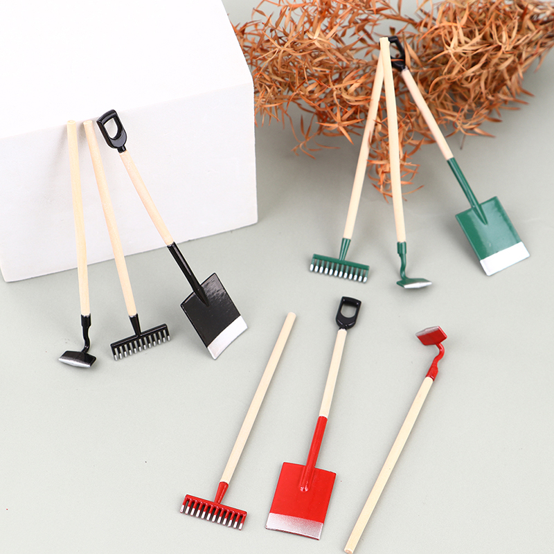 3Pcs 1:12 Dollhouse Miniatures - Gardening Tools Hoe review and price