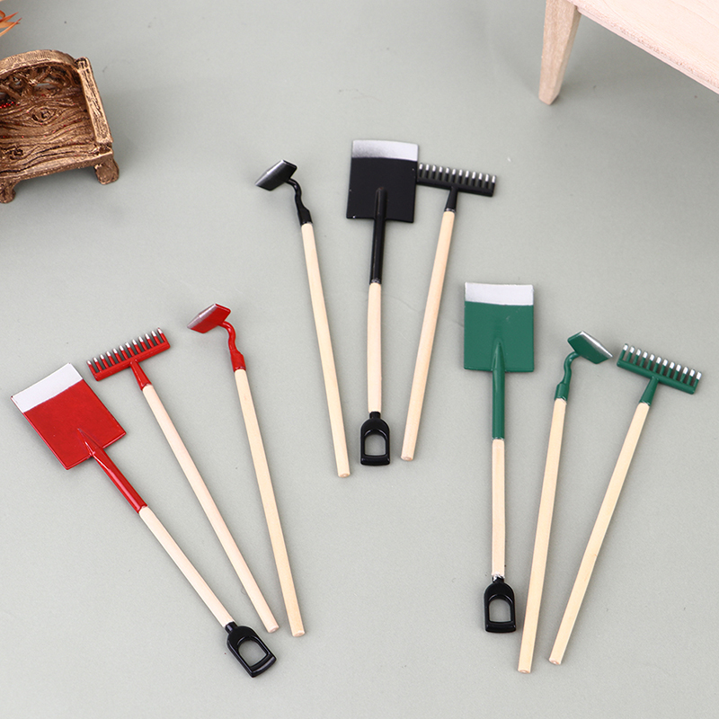 3Pcs 1:12 Dollhouse Miniatures - Gardening Tools Hoe review and price