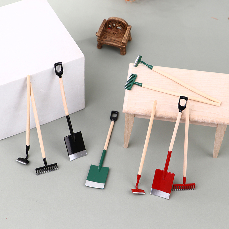 3Pcs 1:12 Dollhouse Miniatures - Gardening Tools Hoe review and price
